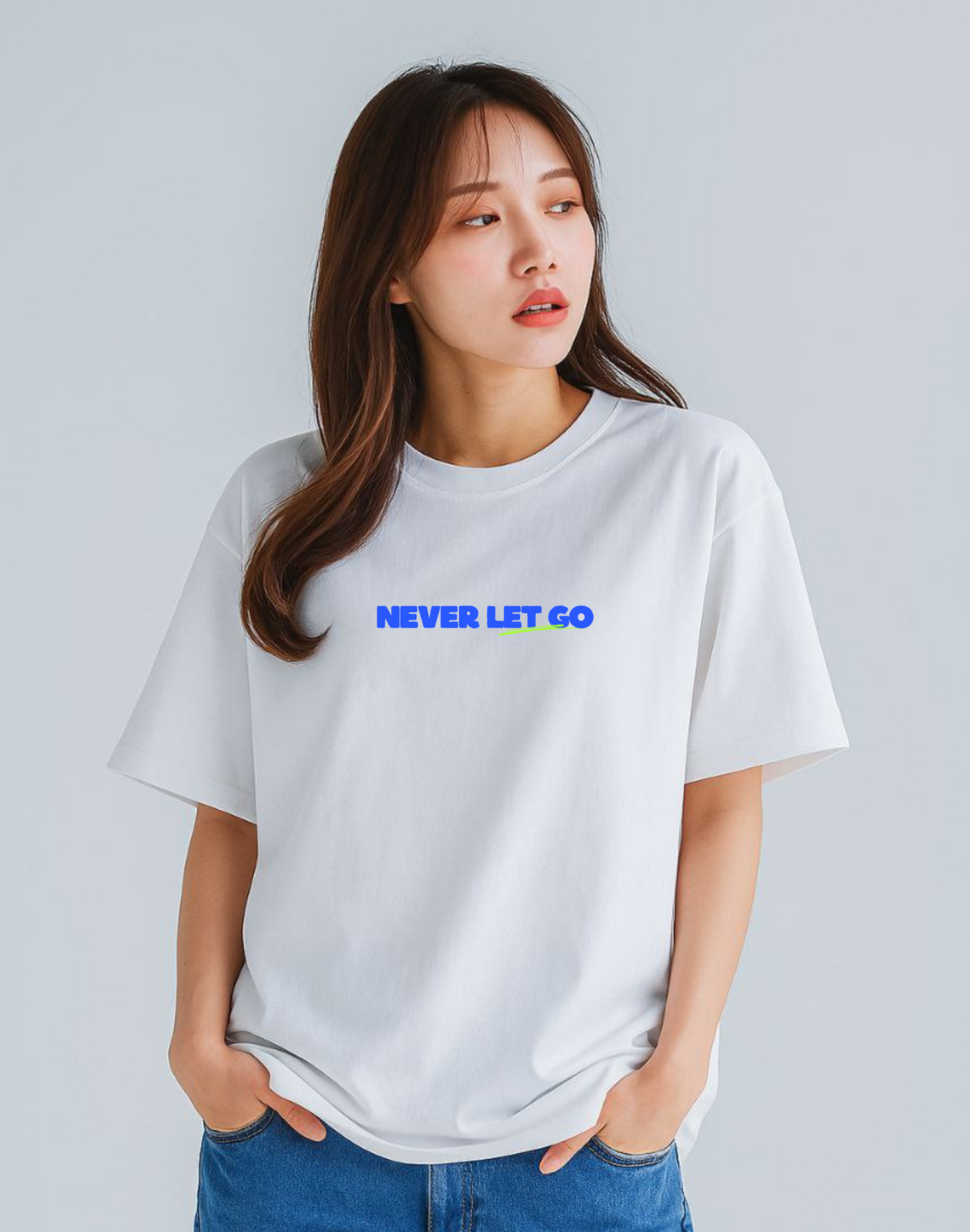 Never Let Go Oversized Standard T-Shirt | White