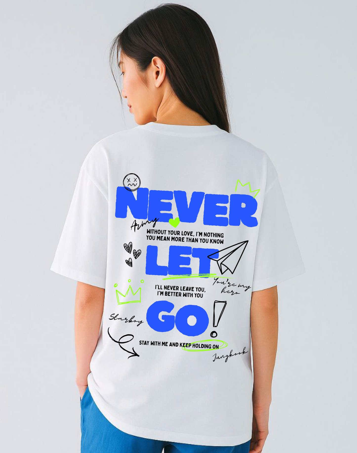 Never Let Go Oversized Standard T-Shirt | White