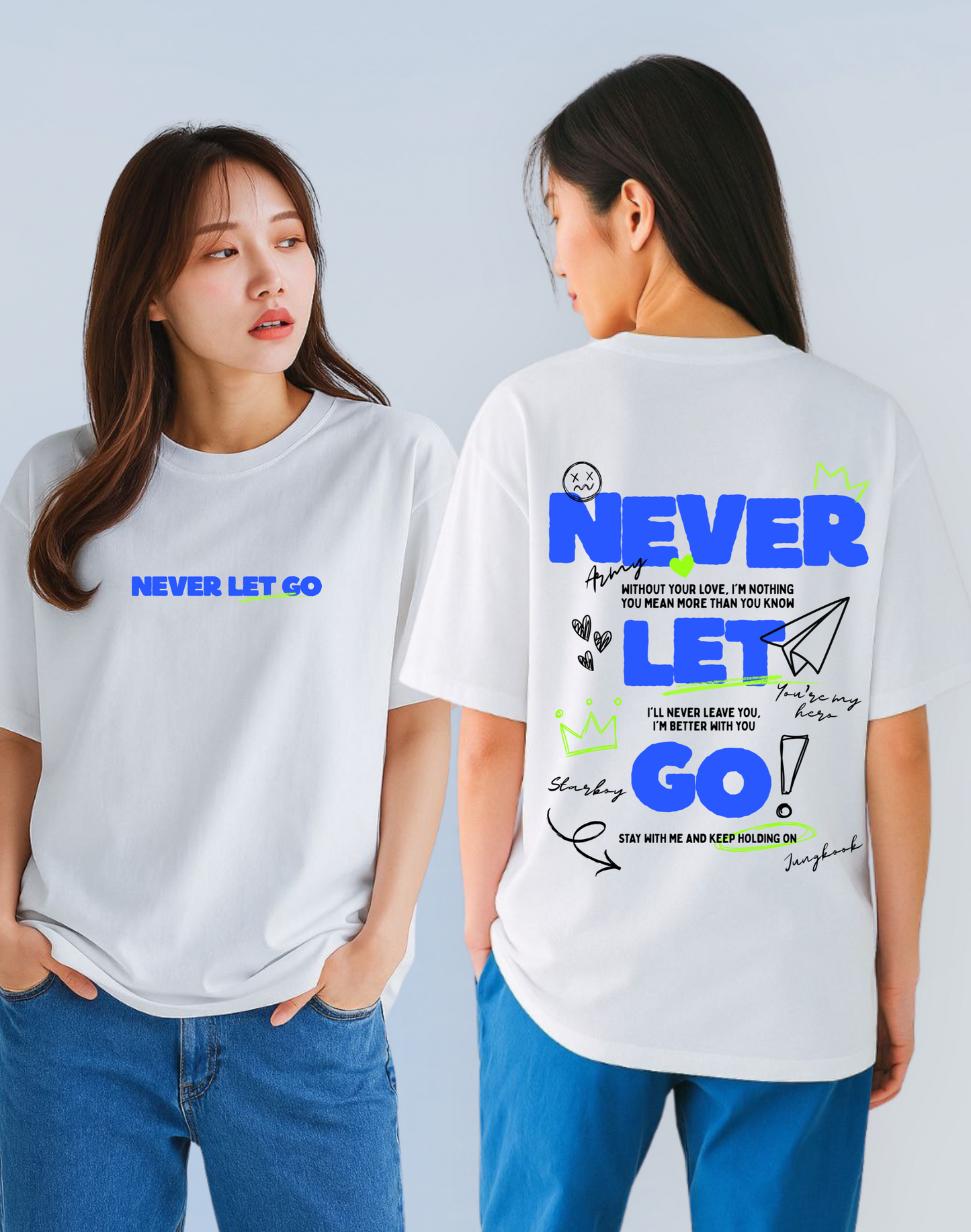 Never Let Go Oversized Standard T-Shirt | White