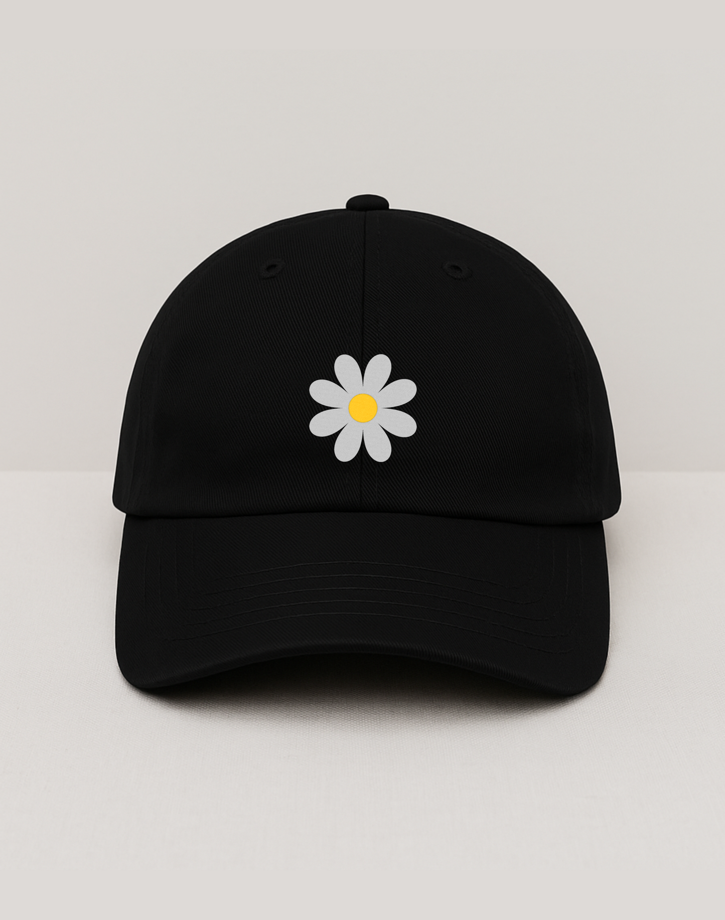 Daisy Embroidery Cap | Black