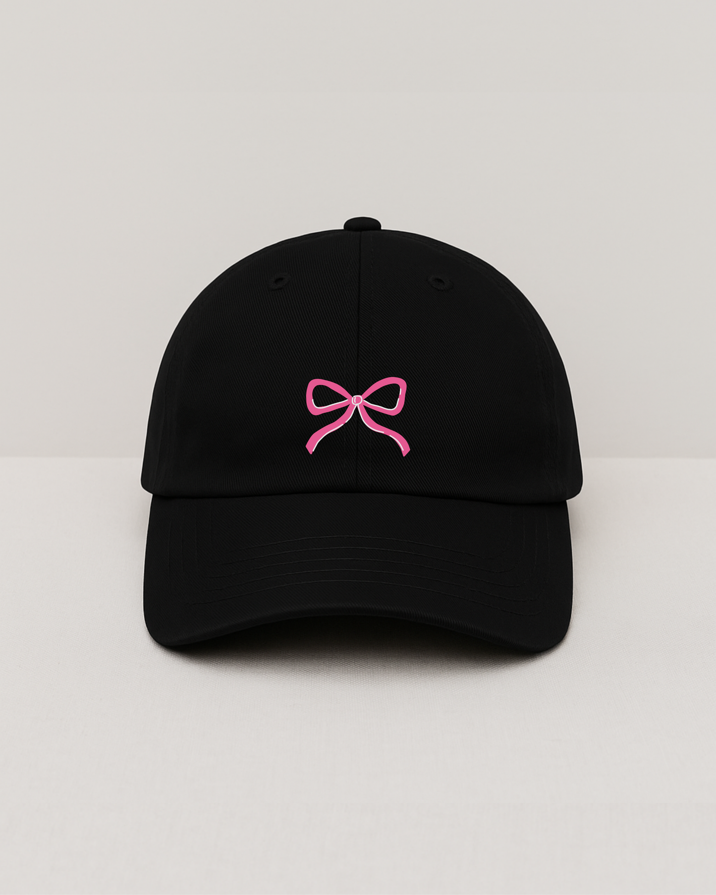 Pink Ribbon Embroidery Cap | Black