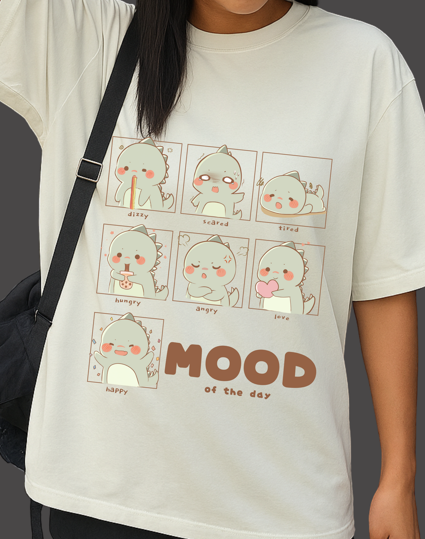 Cute MoodBoard Oversized Classic T-Shirt | Off White & Baby Pink