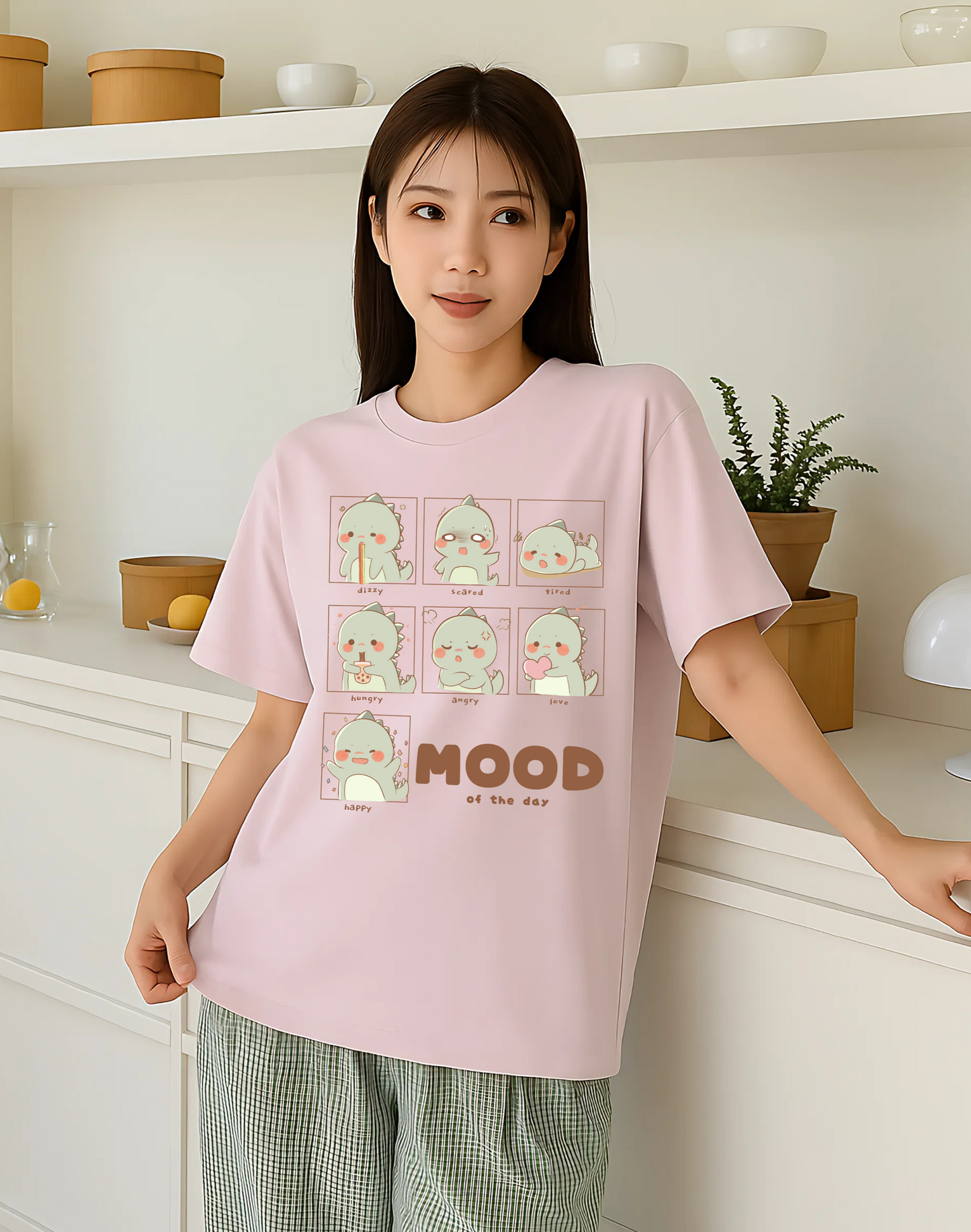 Cute MoodBoard Oversized Classic T-Shirt | Off White & Baby Pink