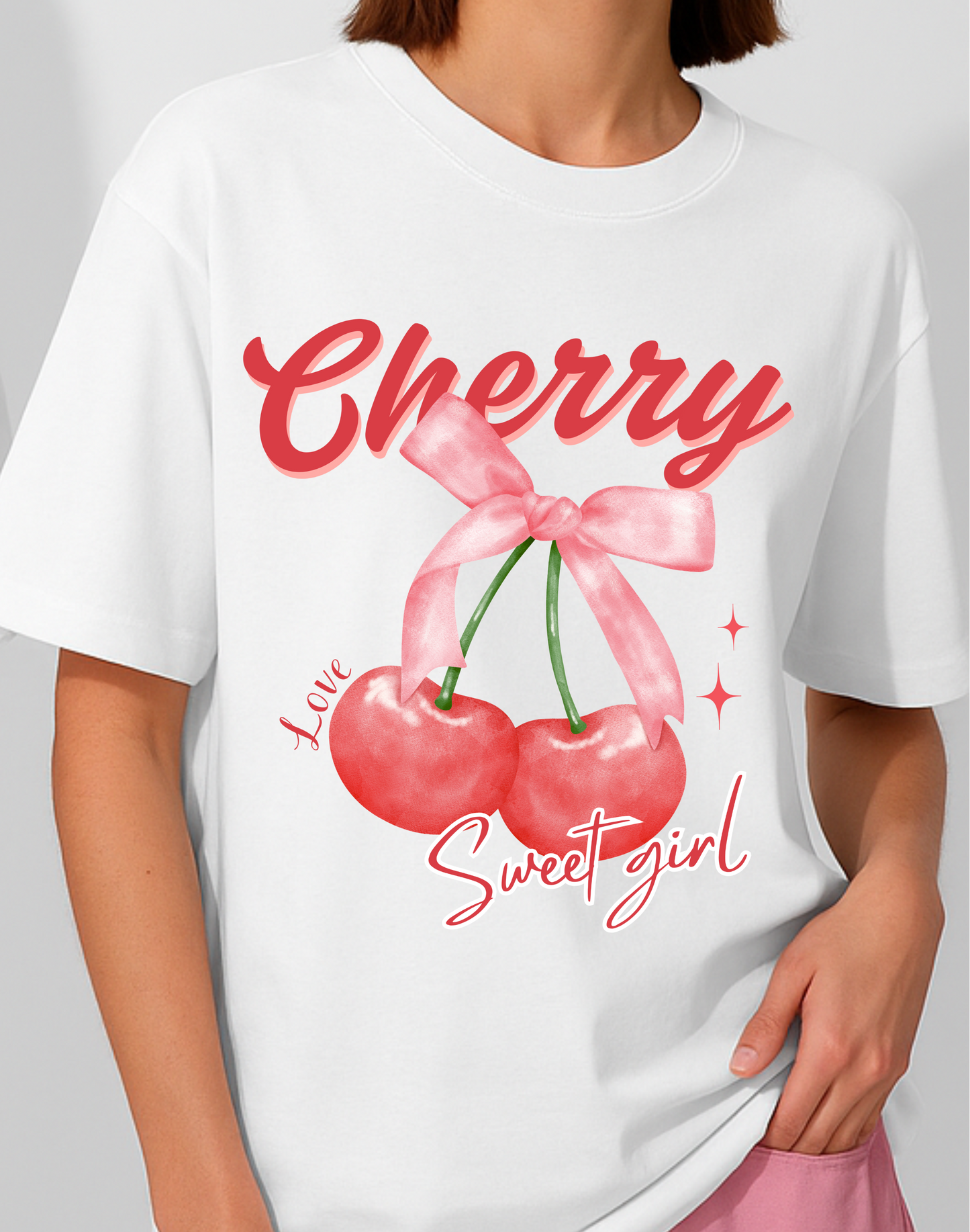 Cherry Oversized Standard T-Shirt | White