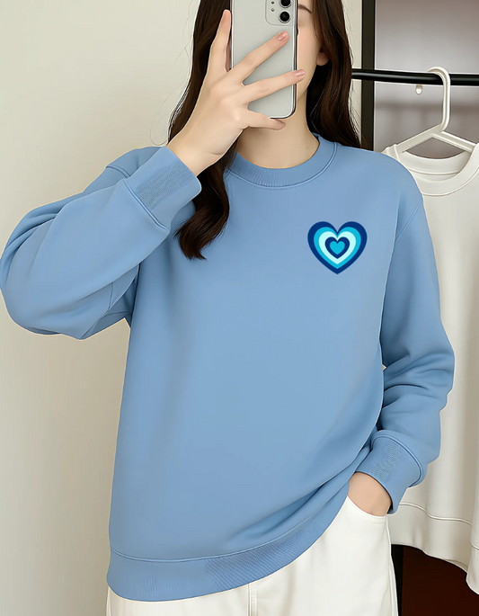Heart Embriodery Sweatshirt | Baby Blue