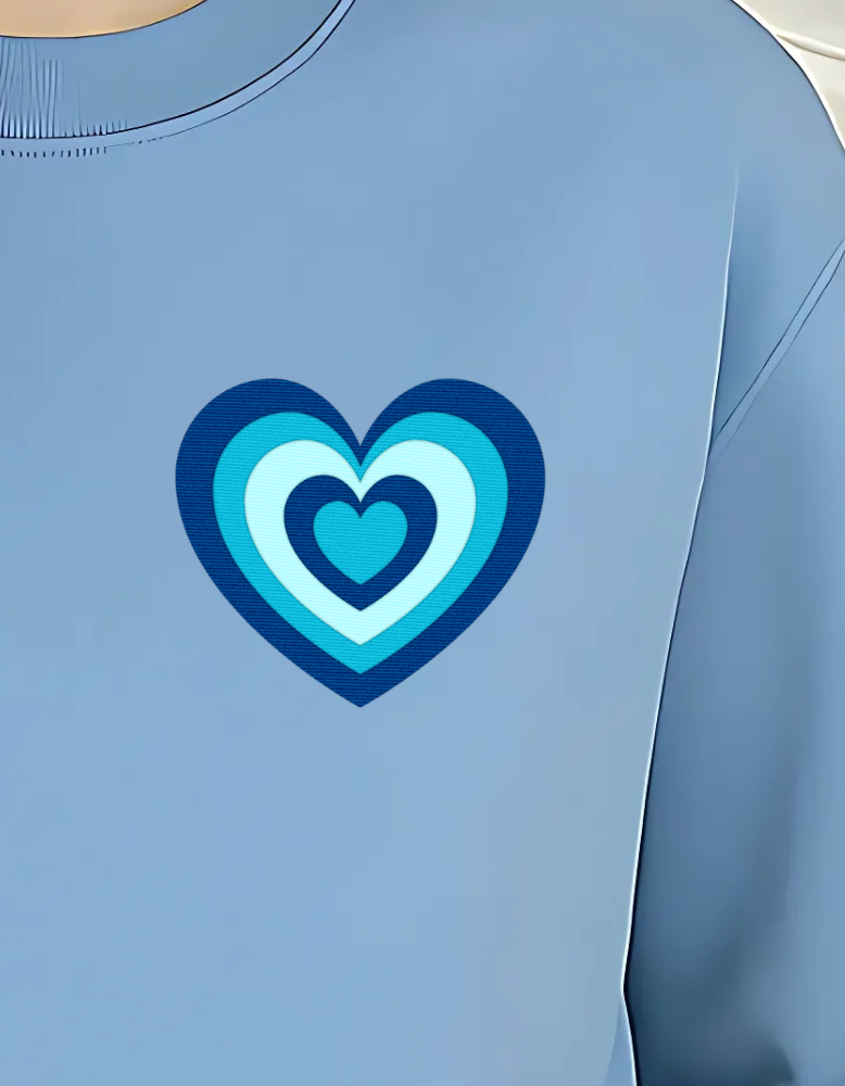 Heart Embriodery Sweatshirt | Baby Blue