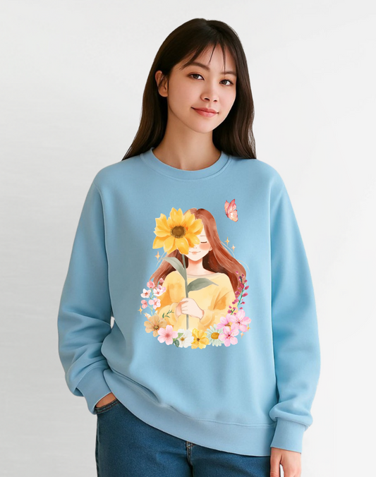 Floral Girl Sweatshirt | Blue