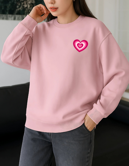 Heart Embriodery Sweatshirt | Baby Pink