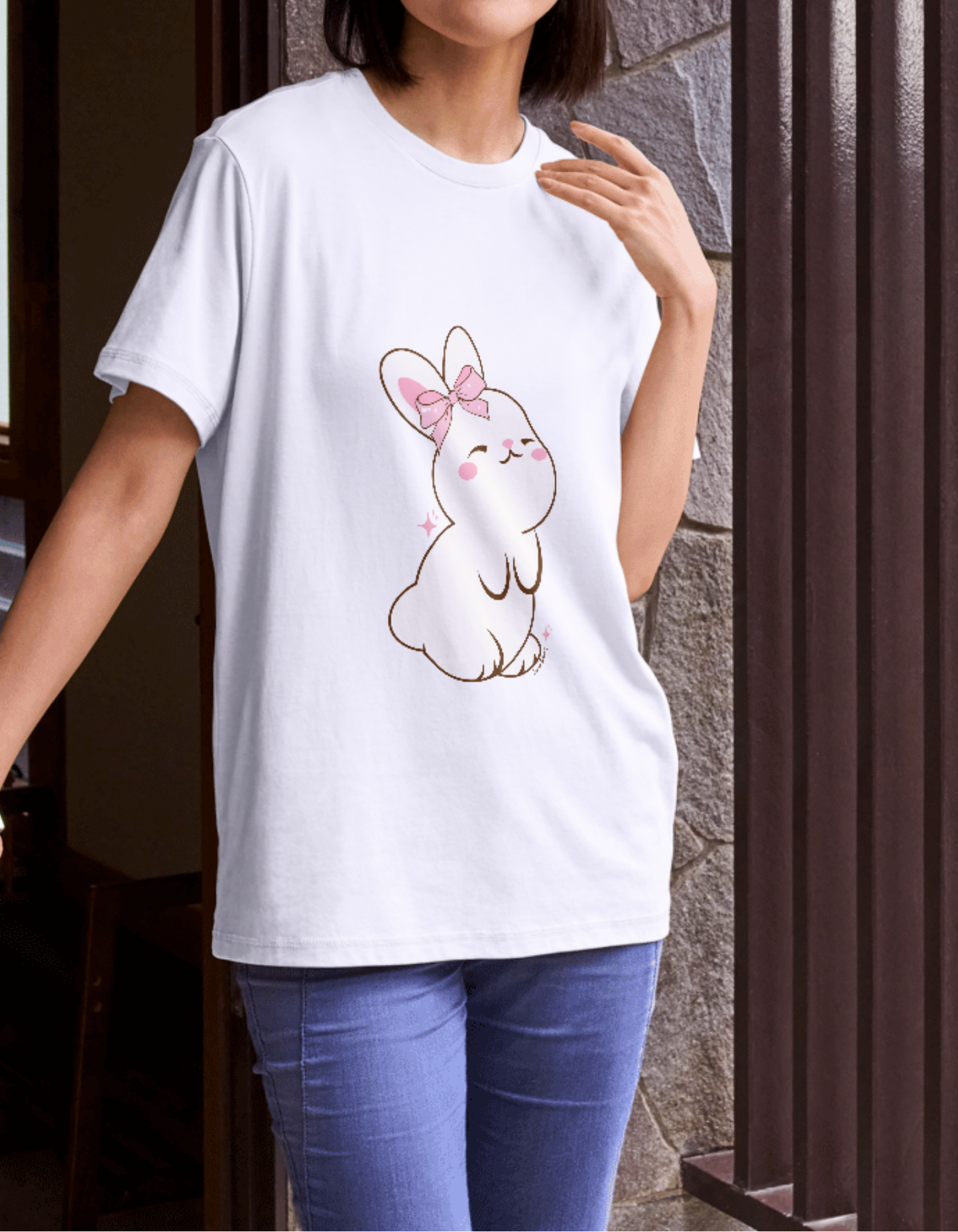 Cute Bunny Oversized Standard T-Shirt | White