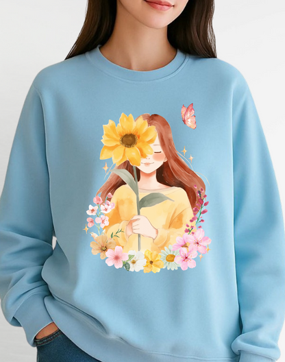 Floral Girl Sweatshirt | Blue