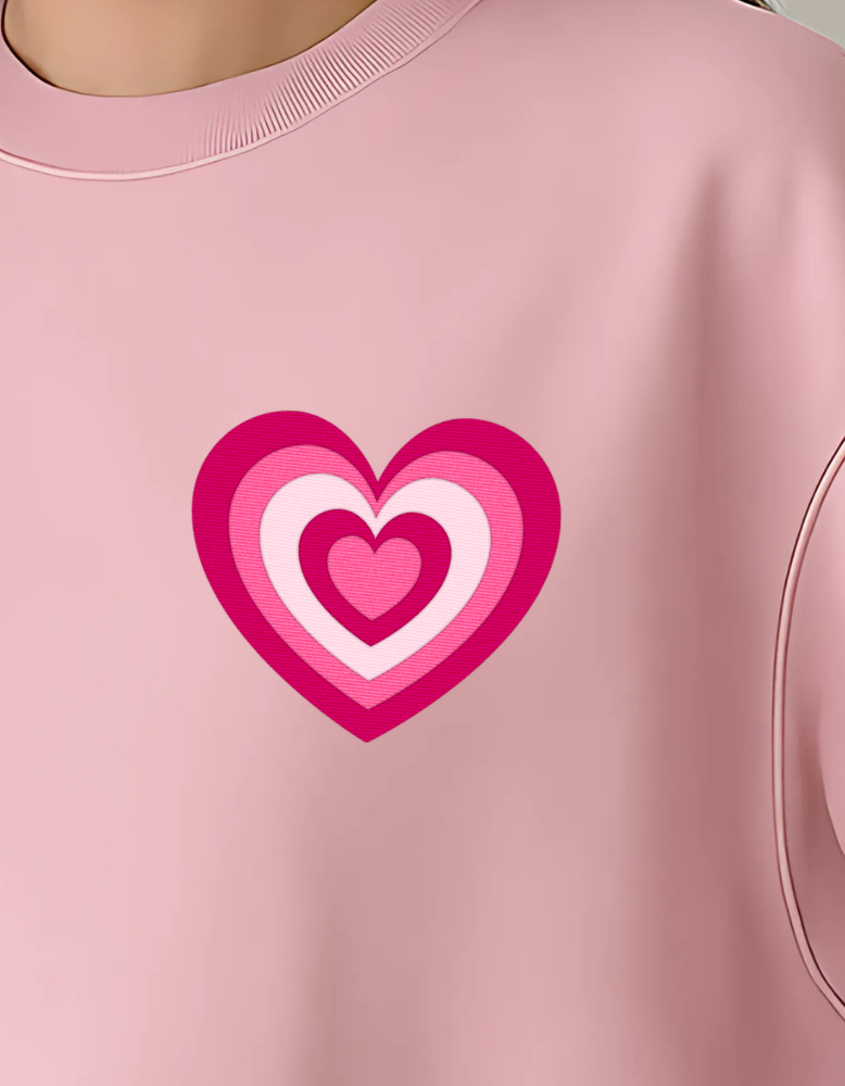 Heart Embriodery Sweatshirt | Baby Pink
