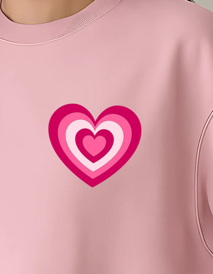 Heart Embriodery Sweatshirt | Baby Pink