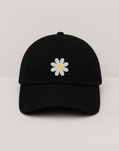 Daisy Embroidery Cap | Black