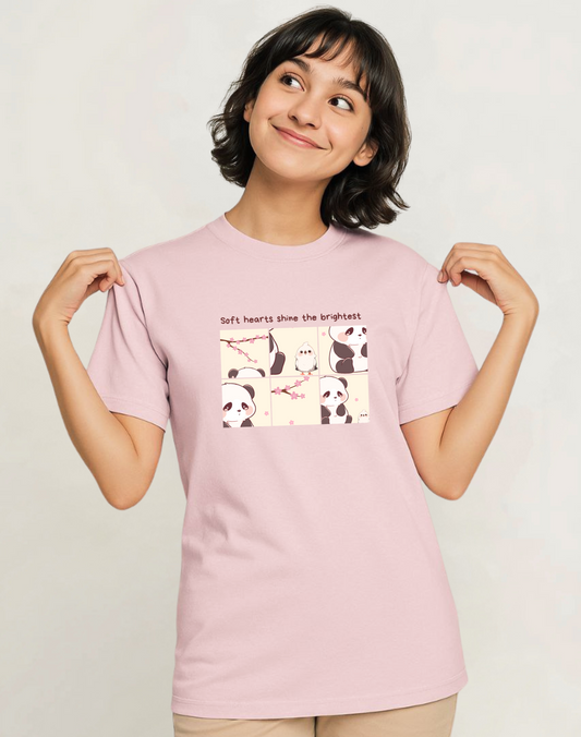 Cute Panda Oversized Standard Tshirt | Baby Pink