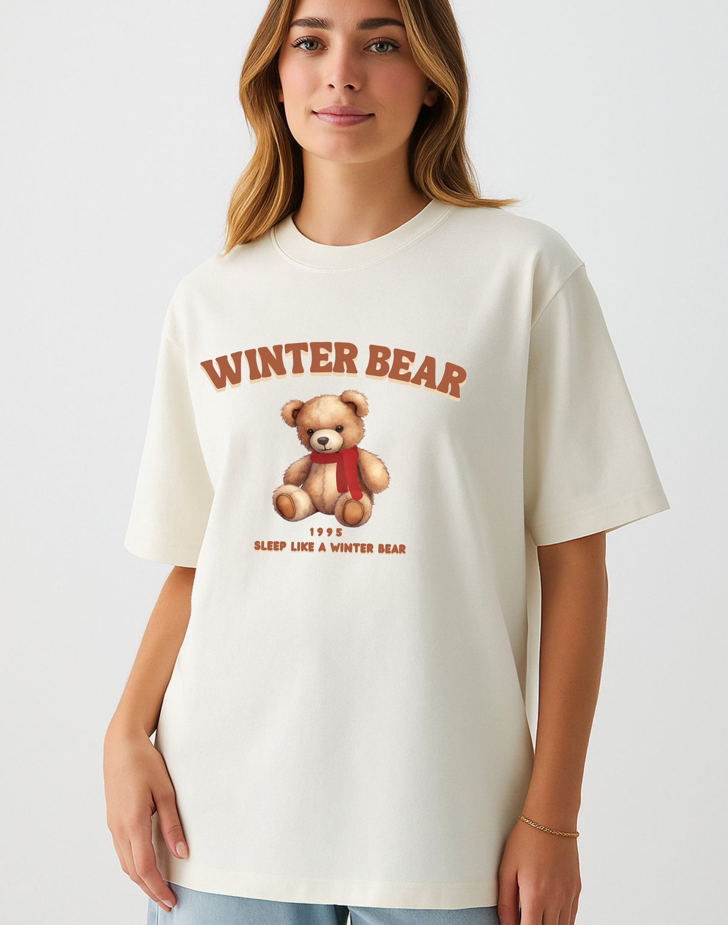 Winter Bear V Oversized Classic Tshirt | Off White