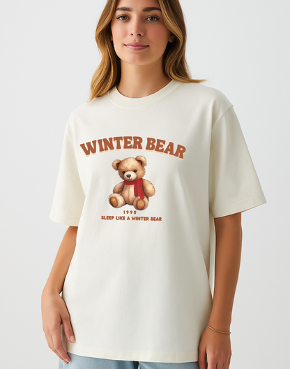 Winter Bear V Oversized Classic Tshirt | Off White