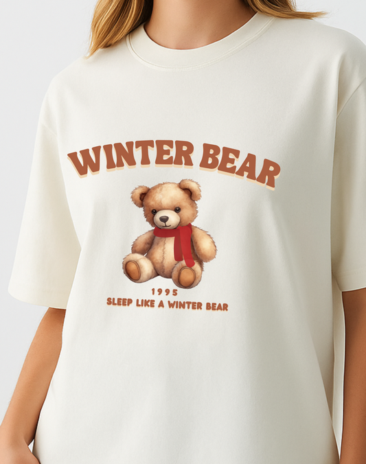 Winter Bear V Oversized Classic Tshirt | Off White