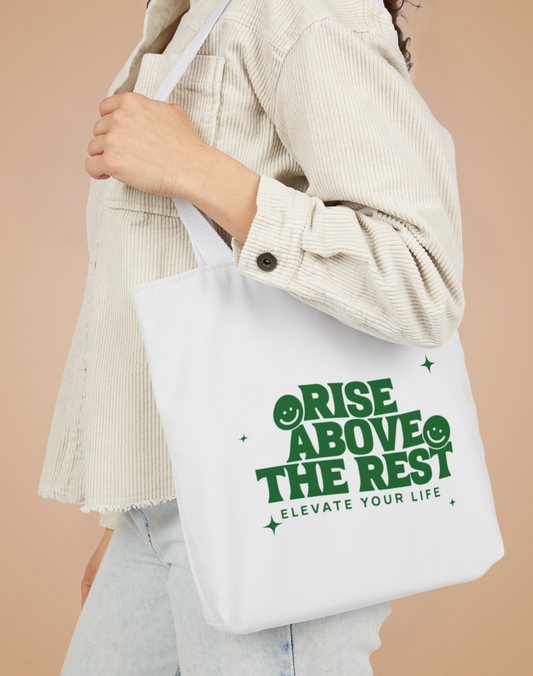 Rise Above The Rest Tote Bag Zipper | White