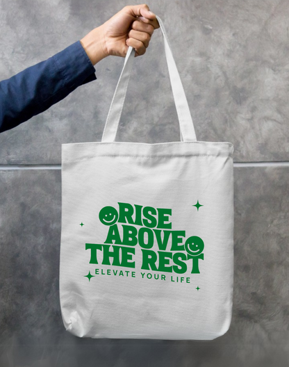Rise Above The Rest Tote Bag Zipper | White