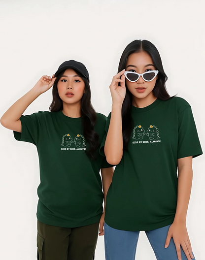 Cute Friendship Oversized Classic Tshirt | Bottle Green